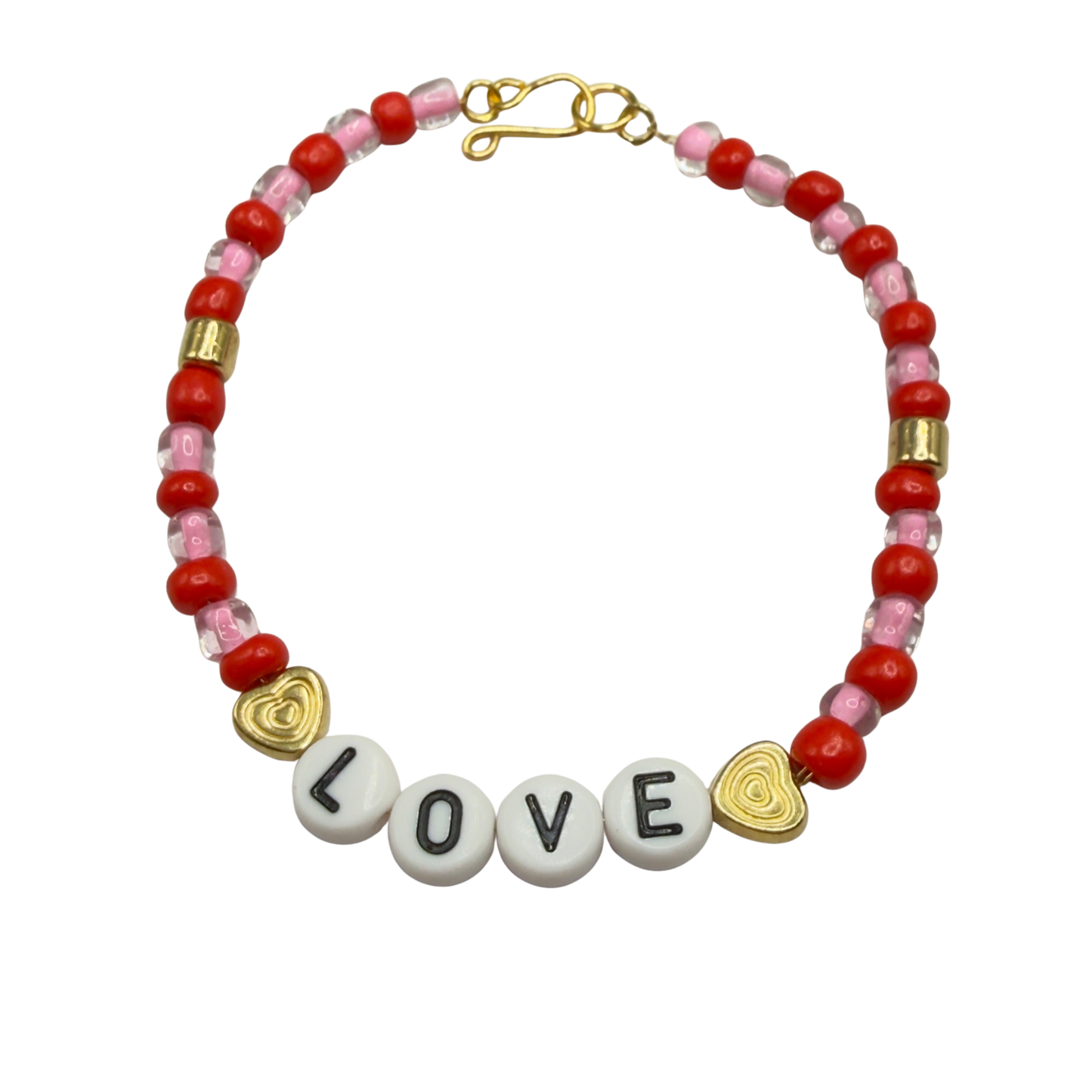 Pink Red Beaded LOVE Heart Valentine’s Day Doll Necklace • 18 Inch Fashion Doll Jewelry