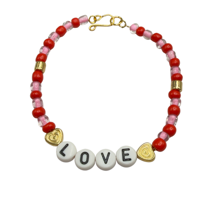 Pink Red Beaded LOVE Heart Valentine’s Day Doll Necklace • 18 Inch Fashion Doll Jewelry