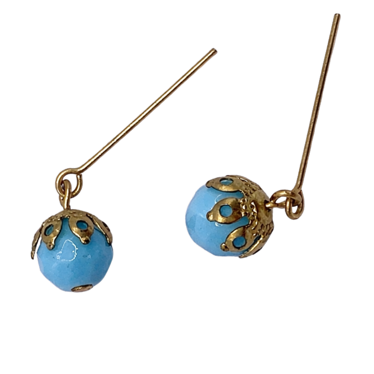 Turquoise Blue Glass Dangle Earrings • 18 Inch Fashion Doll Jewelry