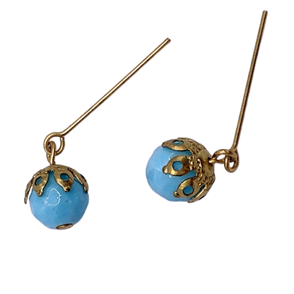 Turquoise Blue Glass Dangle Earrings • 18 Inch Fashion Doll Jewelry