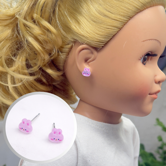 Light Purple Bunny Easter Post Doll Earrings • 18 Inch Fashion Doll Jewelry