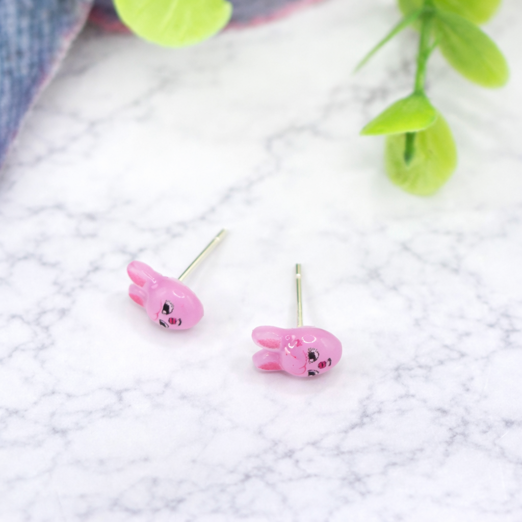 Pink Easter Bunny Post Doll Earrings • 18 Inch Fashion Doll Jewelry
