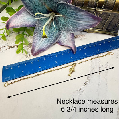 Fish Charm Gold Chain Doll Necklace • 18 Inch Fashion Doll Jewelry