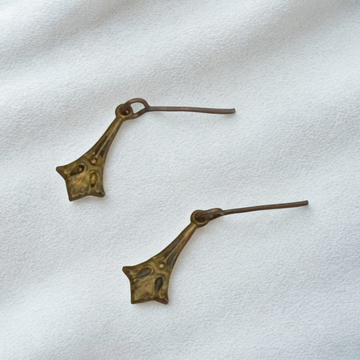 Bronze Brass Fan Filigree Vintage Style Dangle Doll Earrings • 16 Inch Fashion Doll Jewelry