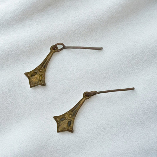 Bronze Brass Fan Filigree Vintage Style Dangle Doll Earrings • 16 Inch Fashion Doll Jewelry