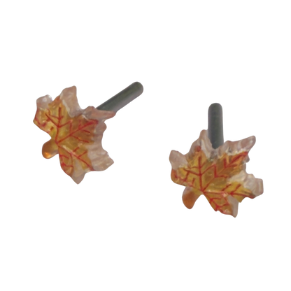 Autumn Maple Fall Leaf Post Doll Earrings •2mm Post fit 18 Inch Fashion Doll