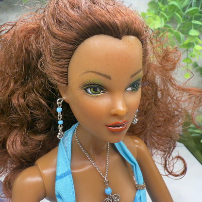 Turquoise Light Blue Accent Dangle Doll Necklace & Earrings Set • 16 Inch Fashion Doll Jewelry