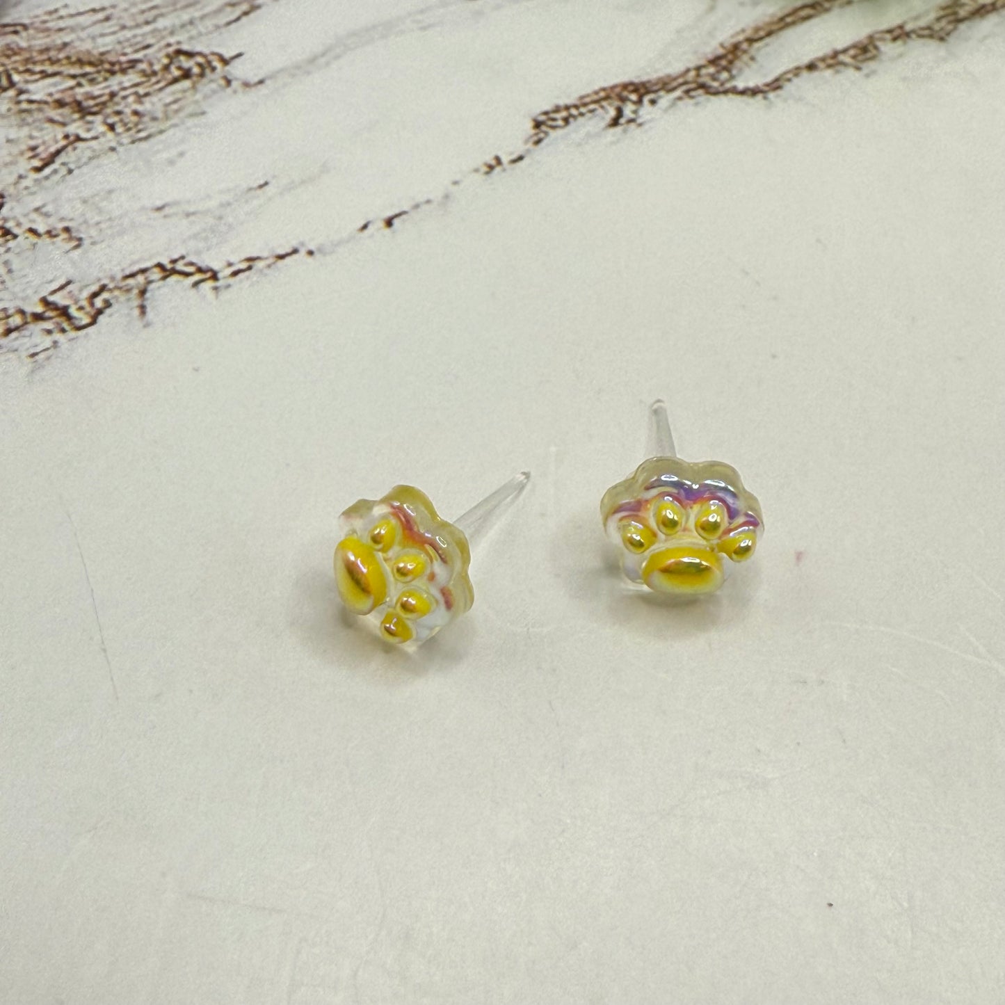 Light Yellow Acrylic Paw Print Doll Earrings • 18 Inch Fashion Doll Jewelry