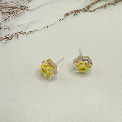 Light Yellow Acrylic Paw Print Doll Earrings • 18 Inch Fashion Doll Jewelry