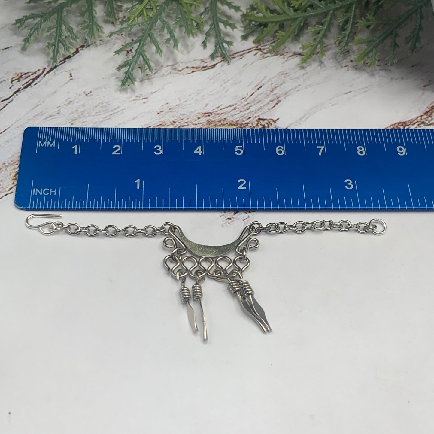 Silver Dangle Statement Doll Necklace Matching Earring Set • 16” Doll Jewelry