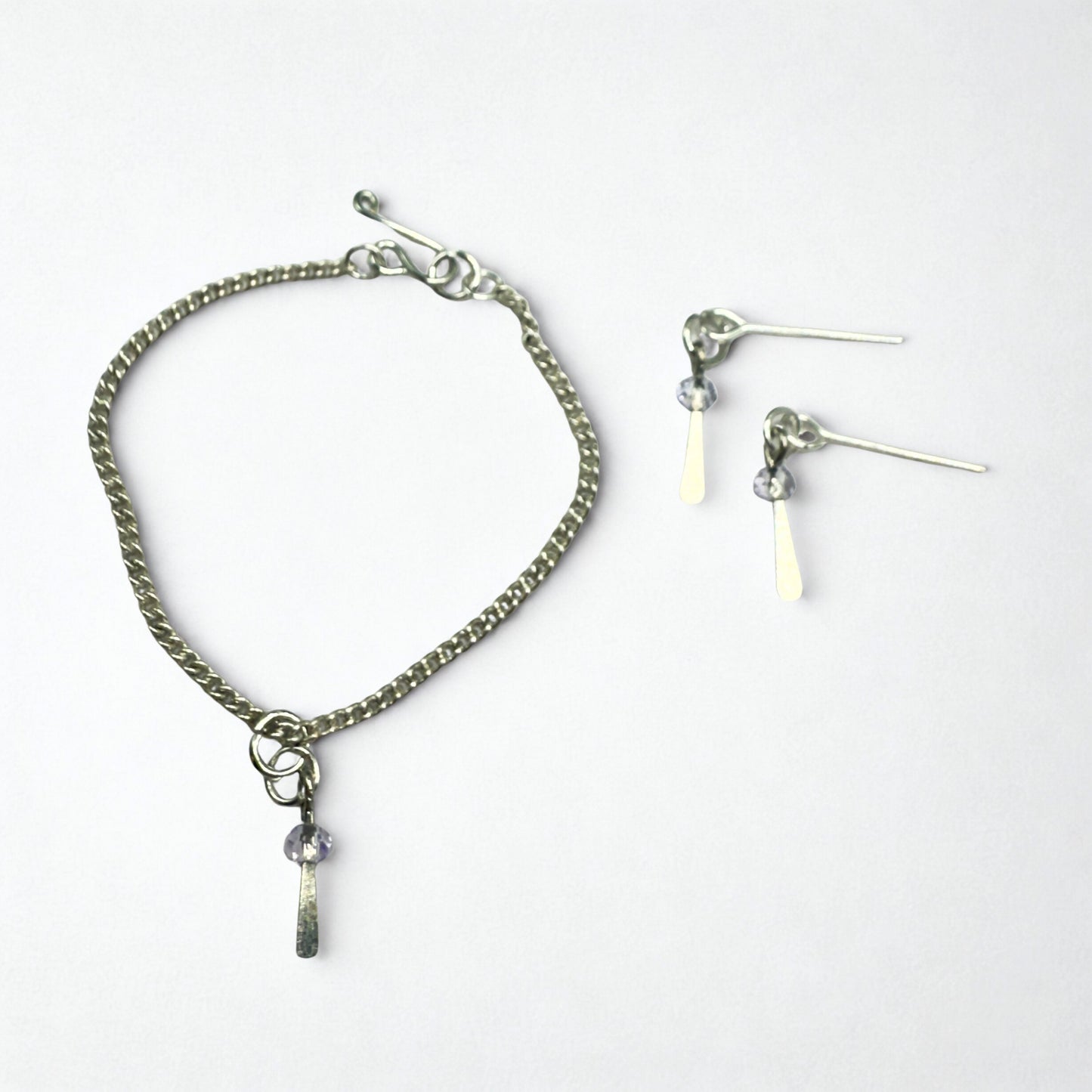 Silver & Clear Crystal Dangle Doll Necklace & Earrings • 16 Inch Fashion Doll Jewelry