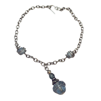 Light Blue Glass Silver Chain Pendant Doll Necklace • 14 Inch Fashion Doll Jewelry