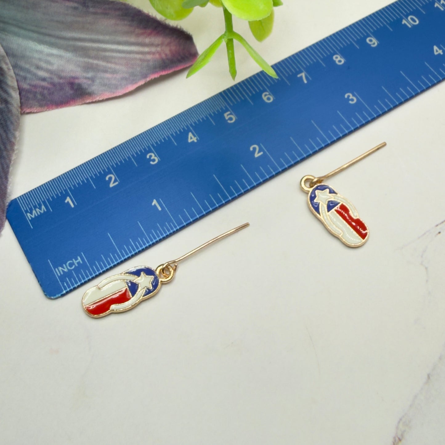 Americana Patriotic Flip Flop Sandal Dangle Doll Earrings for 18 Inch Fashion Doll