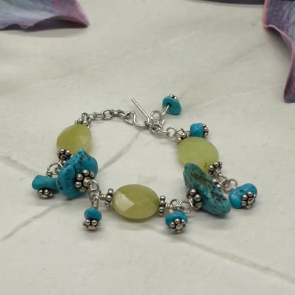 Light Green Turquoise Blue Beaded Dangle Doll Bracelet • 18 Inch Doll Jewelry