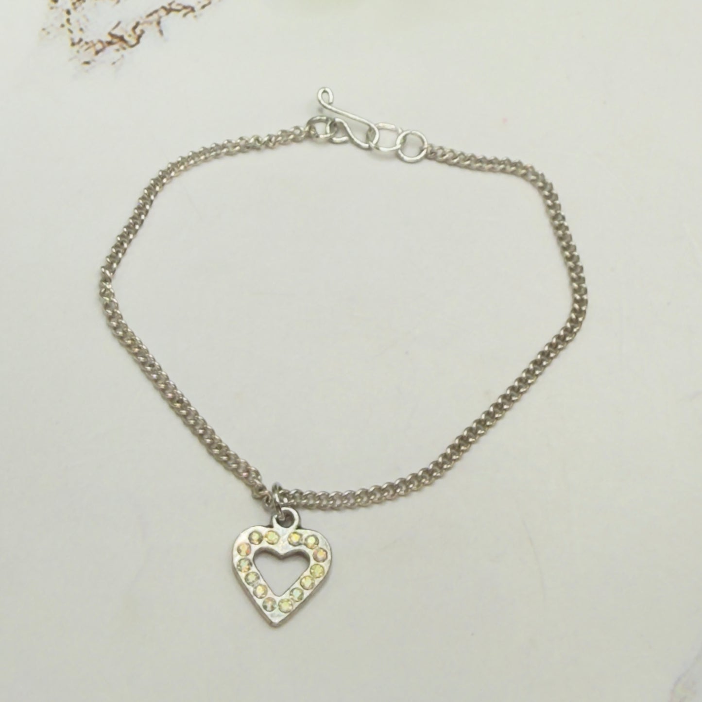 Rhinestone Heart Charm Silver Doll Necklace • 18 Inch Fashion Doll Jewelry