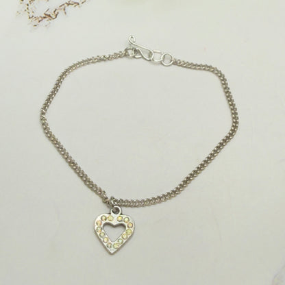 Rhinestone Heart Charm Silver Doll Necklace • 18 Inch Fashion Doll Jewelry