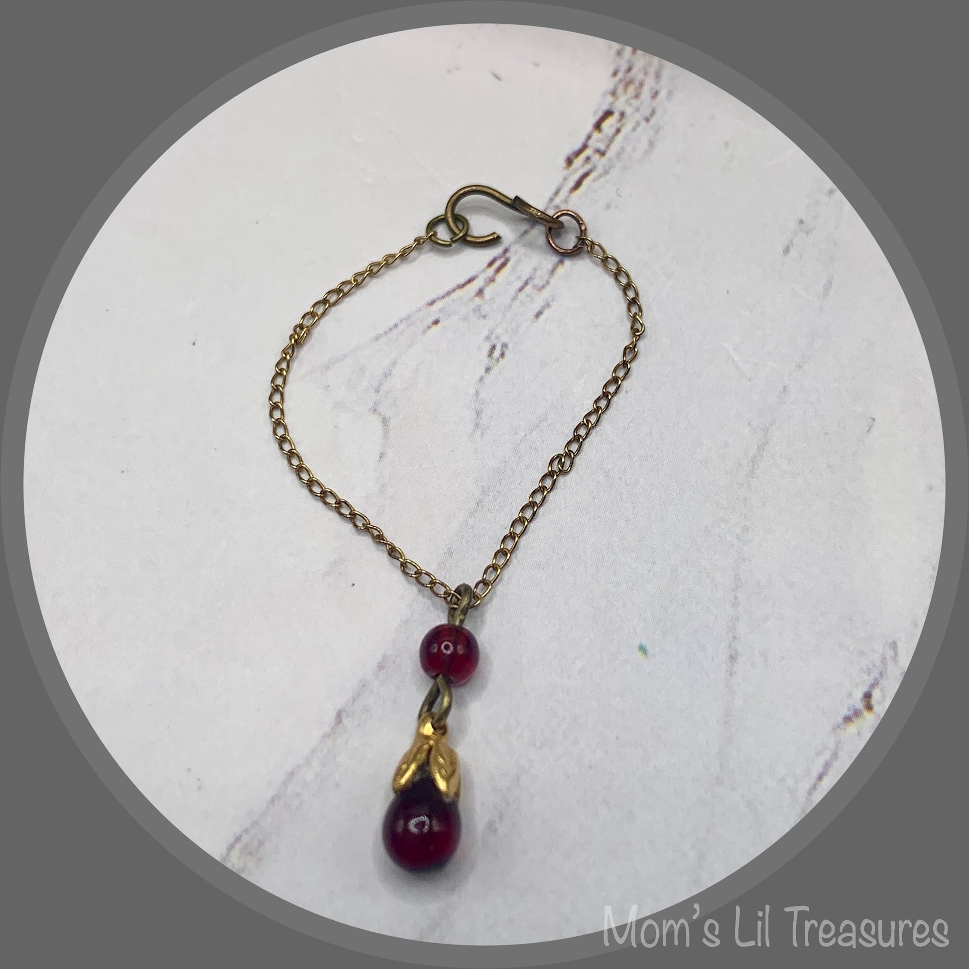 16” Fashion Doll Jewelry • Wine Red Teardrop Glass Doll Necklace Earrings Set