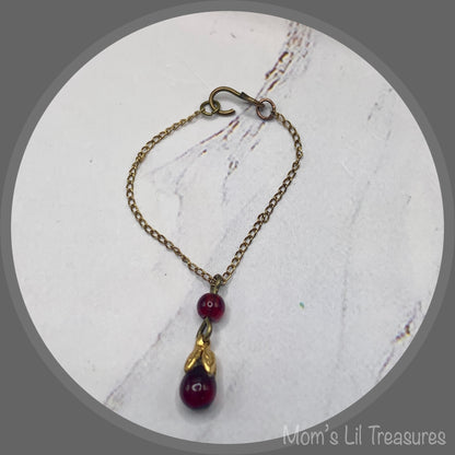 16” Fashion Doll Jewelry • Wine Red Teardrop Glass Doll Necklace Earrings Set