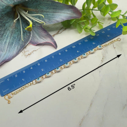 Blue Evil Eye Good Luck Gold Link Doll Necklace • 18 Inch Fashion Doll Jewelry