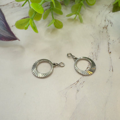 Silver Textured Circle Dangle • DANGLE ONLY • Fits 2mm Post Earrings •  18” Fashion Doll Jewelry