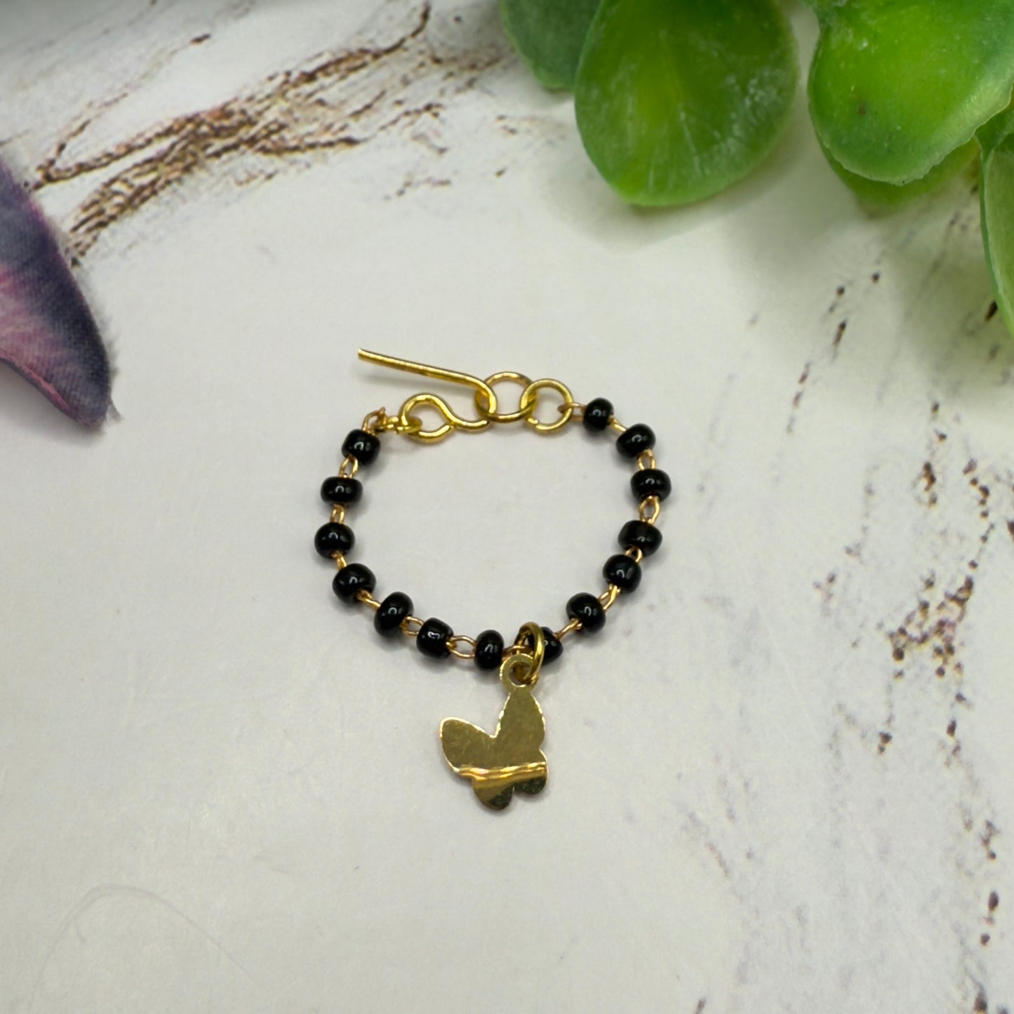 Black Beaded Gold Chain Butterfly Charm Doll Necklace • 10-12” 1:6 Fashion Doll Jewelry