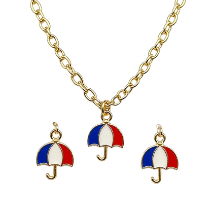 Red White Blue Patriotic Umbrella Charm Doll Necklace & Earrings for 18 Inch Fashion Doll