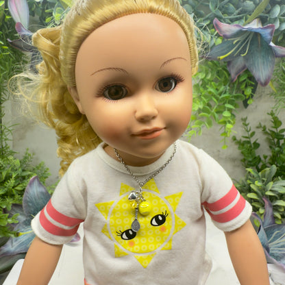 Love Tennis Multi Charm Silver Doll Necklace • 18 Inch Fashion Doll Jewelry