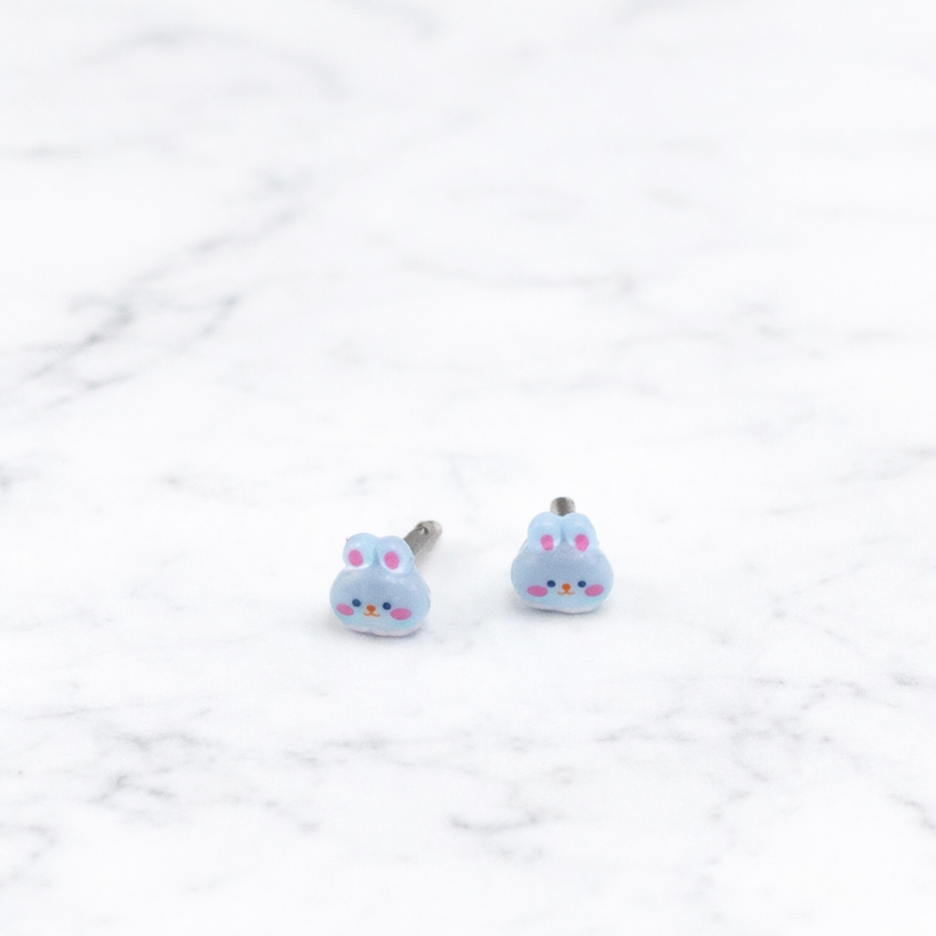 Blue Bunny Easter Post Doll Earrings • 2mm Post for 18 Inch Fashion Doll