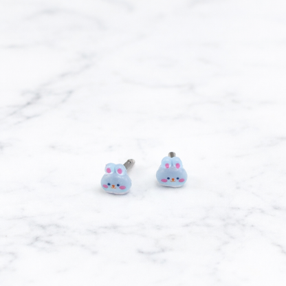 Blue Bunny Easter Post Doll Earrings • 2mm Post for 18 Inch Fashion Doll