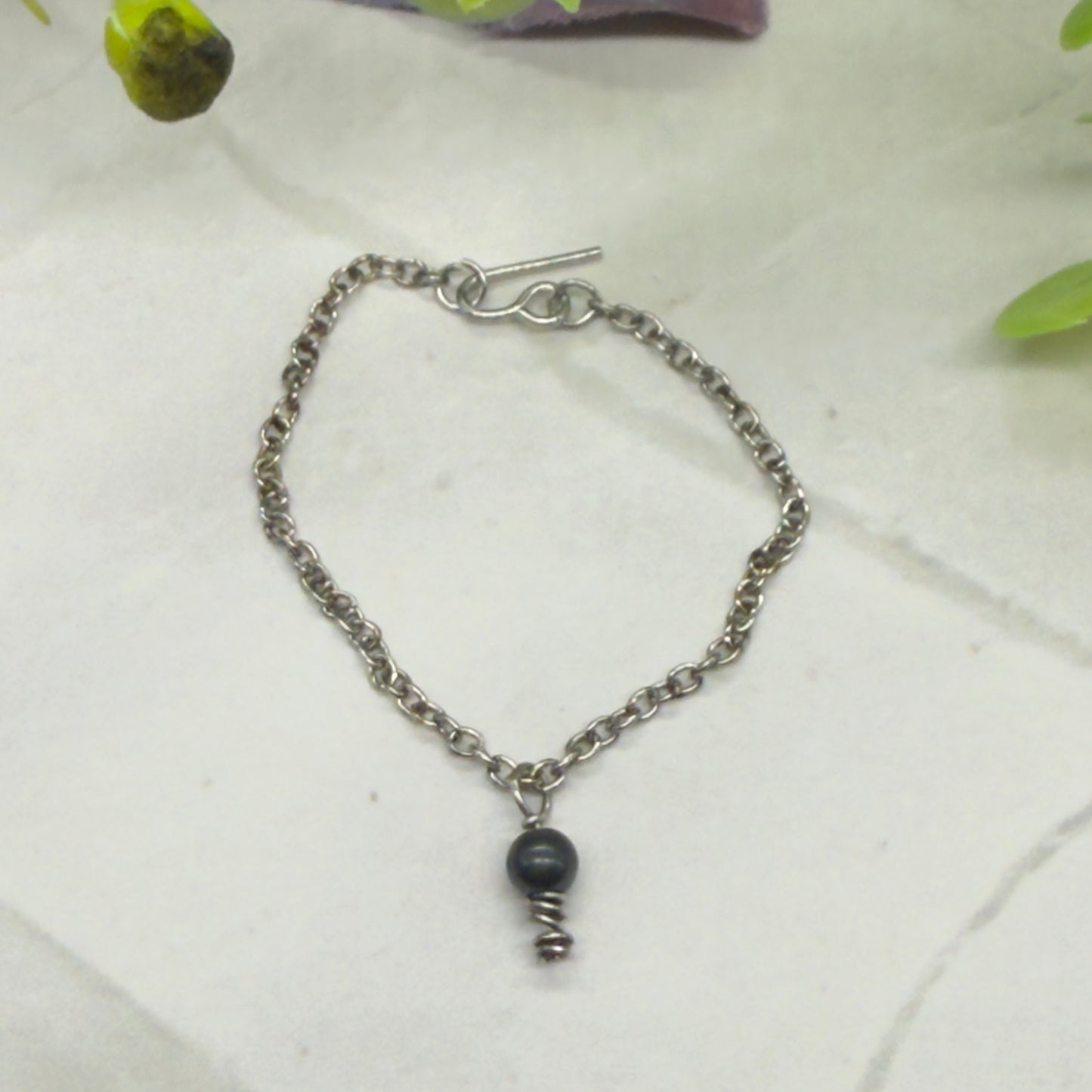 Metallic Gray Pearl Drop Pendant Silver Doll Necklace • 16” Fashion Doll Jewelry