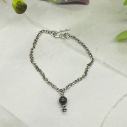 Metallic Gray Pearl Drop Pendant Silver Doll Necklace • 16” Fashion Doll Jewelry