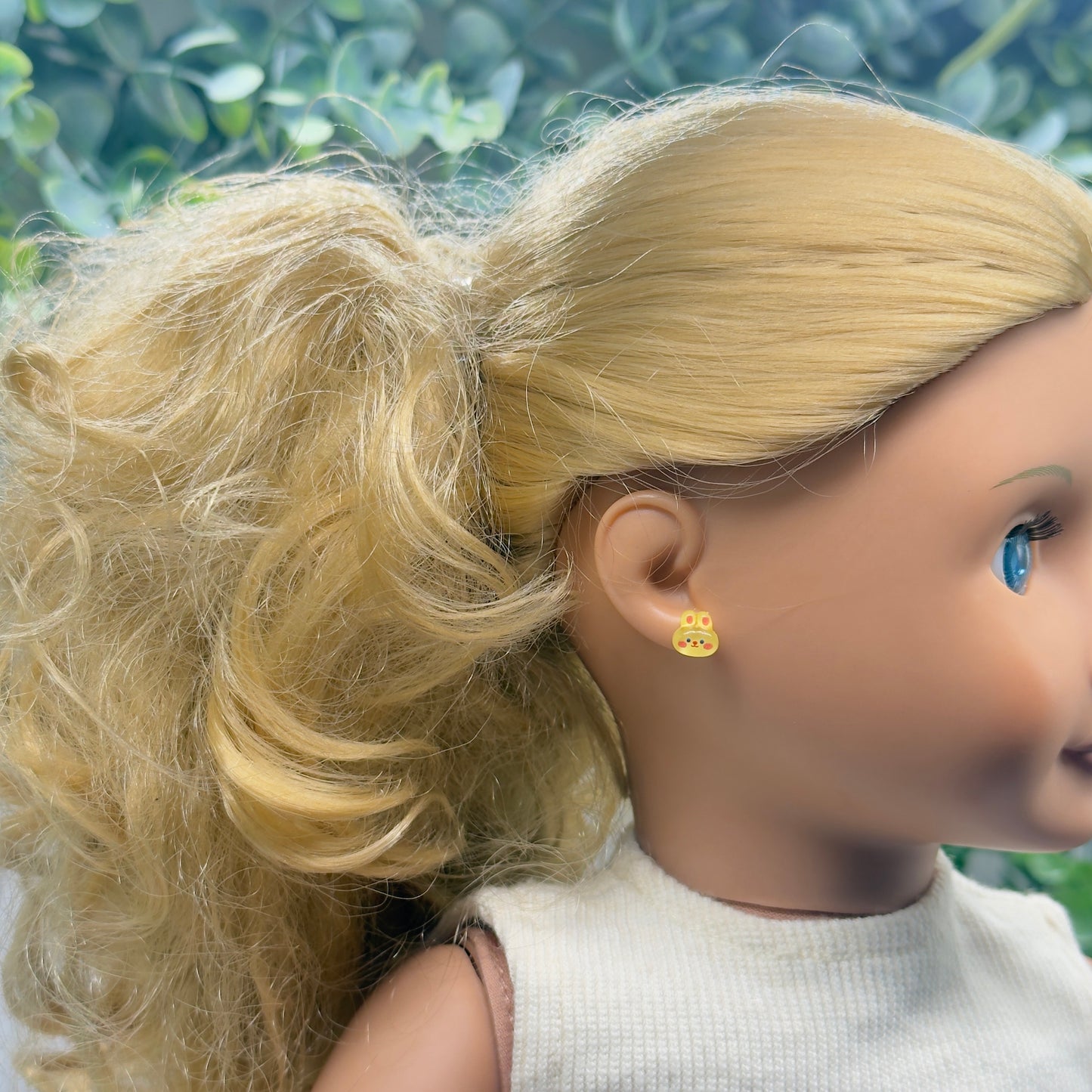Yellow Bunny Easter Post Doll Earrings • 18 Inch Fashion Doll Jewelry