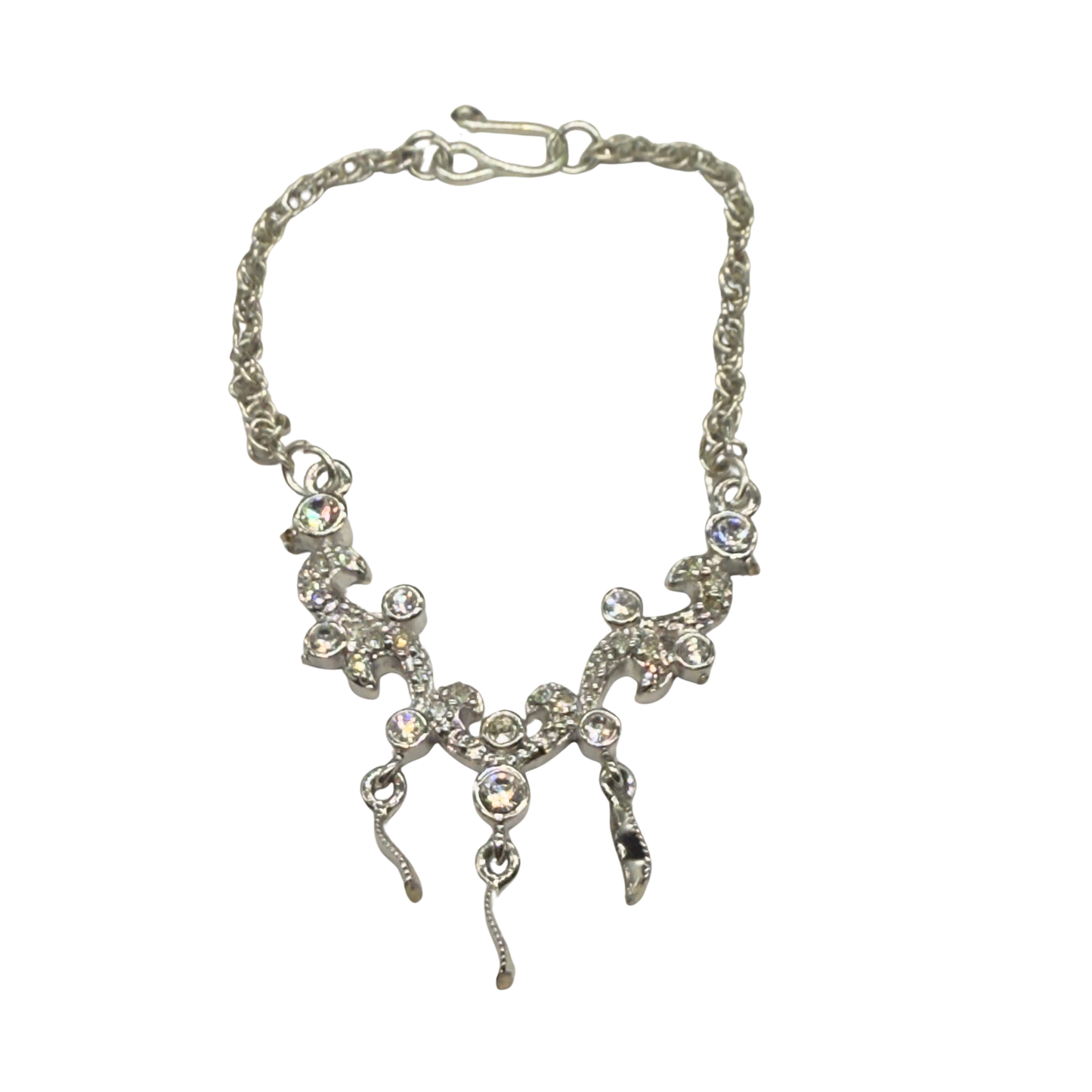 Silver Glamour Clear Rhinestone Doll Necklace • 16 inch Fashion Doll Jewelry