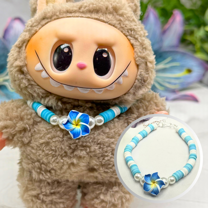 ✨Handmade Jewelry Designed to fit popular 17 to 20 cm (6 to 7 inch) Plushie Labubu Monster Dolls: add a stylish touch to your favorite plushie! ✨

Blue Plumeria Hawaiian Flower Acrylic Beaded Necklace