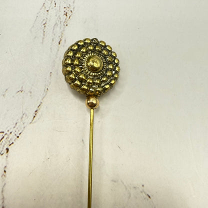 ✨ Handmade Vintage-Inspired Hatpin | Stick Pin | Hat Accessory | Sweater & Hijab Pin | Decorative Jewelry Gift for Her ✨

Brass Gold Tone Metal Circular Textured Beaded Pebbled Design Hatpin 