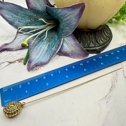 ✨ Handmade Vintage-Inspired Hatpin | Stick Pin | Hat Accessory | Sweater & Hijab Pin | Decorative Jewelry Gift for Her ✨

Brass Gold Tone Acrylic Circular Textured Beaded Pebbled Design Hatpin 