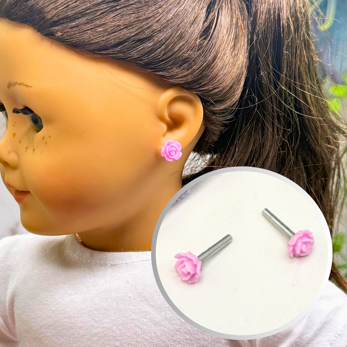 ✨Handmade Post Doll Earrings (Only fit 2mm drilled pierced ears) Designed to Fit popular 18 Inch Fashion Dolls: add a stylish touch to your favorite doll ✨

Bright Pink Rose Flower 2mm Post Doll Earrings