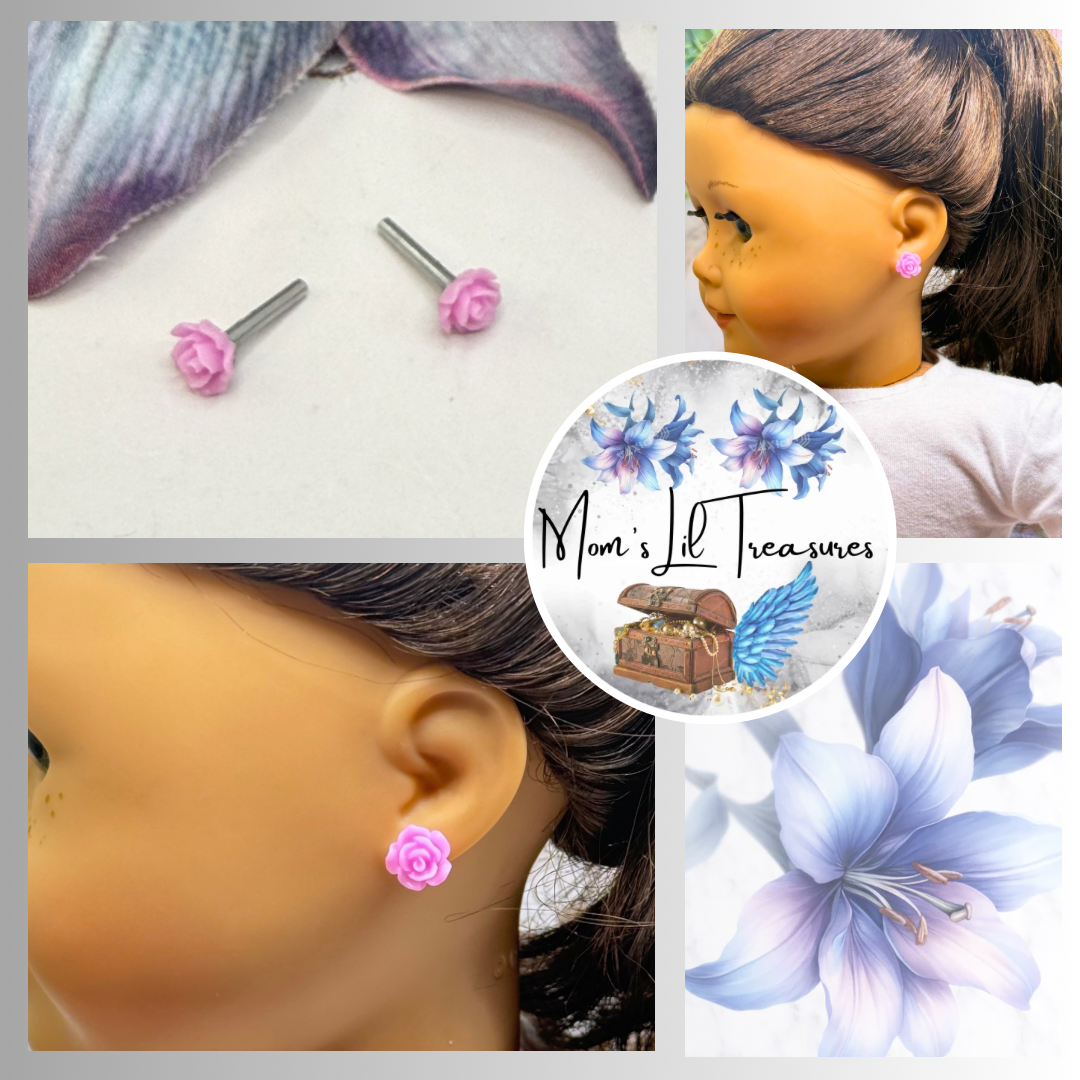✨Handmade Post Doll Earrings (Only fit 2mm drilled pierced ears) Designed to Fit popular 18 Inch Fashion Dolls: add a stylish touch to your favorite doll ✨

Bright Pink Rose Flower 2mm Post Doll Earrings