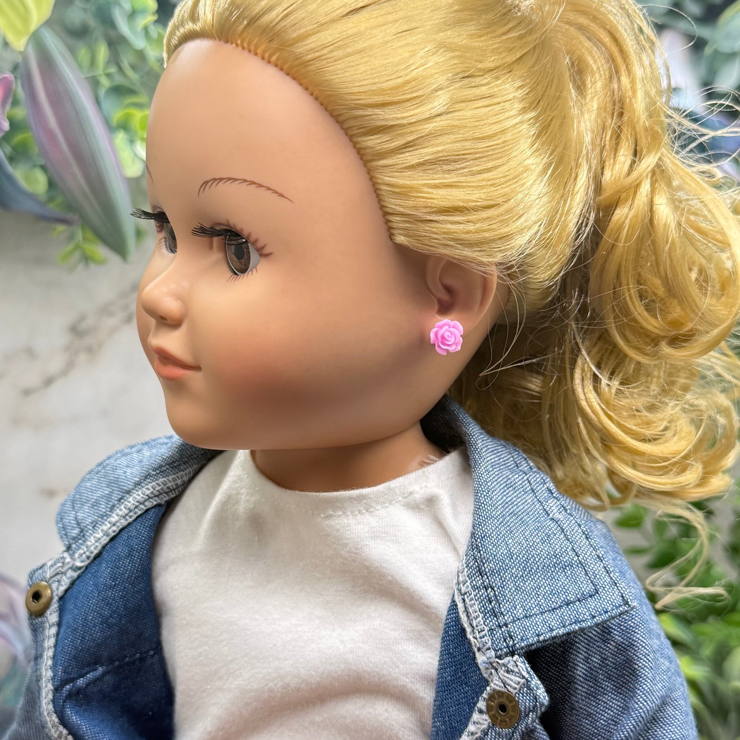 ✨ Handmade Doll Jewelry Designed to Fit popular 18 Inch Fashion Dolls: add a stylish touch to your favorite doll ✨

Bright Pink Rose Flower Post Doll Earrings