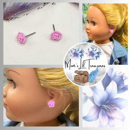 ✨ Handmade Doll Jewelry Designed to Fit popular 18 Inch Fashion Dolls: add a stylish touch to your favorite doll ✨

Bright Pink Rose Flower Post Doll Earrings