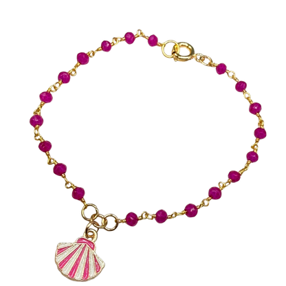 ✨Handmade Doll Jewelry Designed to Fit popular 18 Inch Fashion Dolls: add a little “Summer Fun ☀️ Beachy Style 🏝️” to your favorite doll!✨

Bright Pink White Seashell Charm Pink Glass Crystal Beaded Doll Necklace