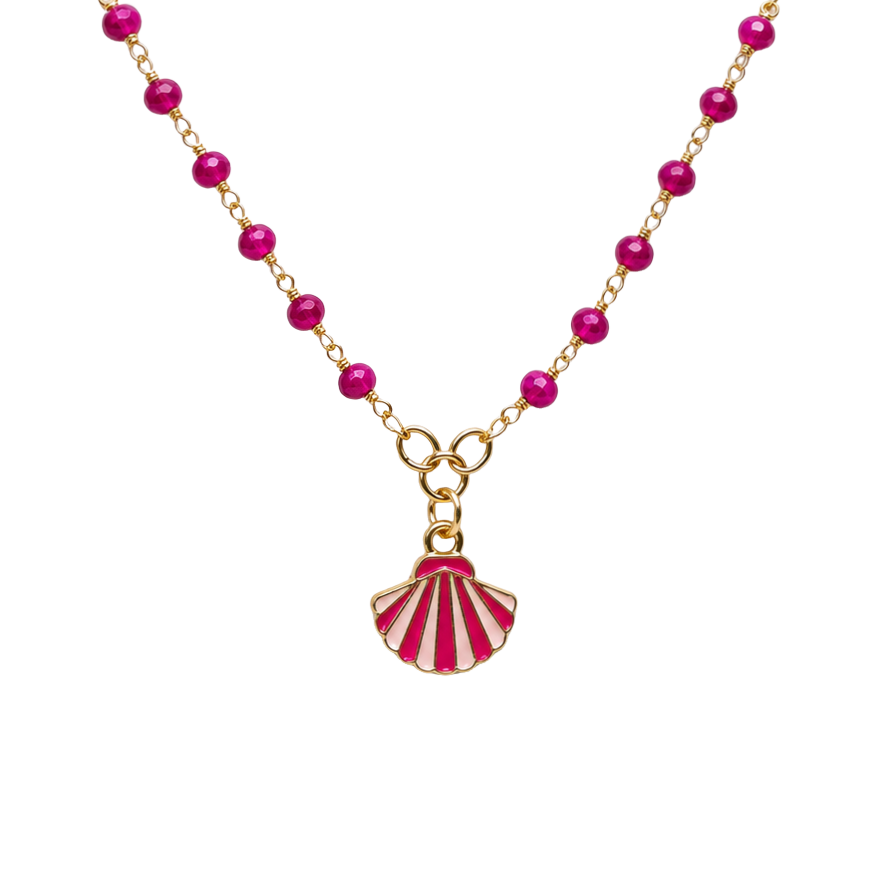 ✨Handmade Doll Jewelry Designed to Fit popular 18 Inch Fashion Dolls: add a little “Summer Fun ☀️ Beachy Style 🏝️” to your favorite doll!✨

Bright Pink White Seashell Charm Pink Glass Crystal Beaded Doll Necklace