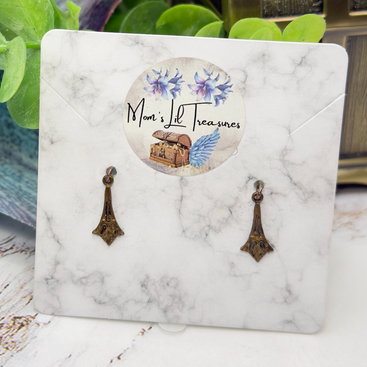 Bronze Brass Fan Filigree Vintage Style Dangle Doll Earrings • 16 Inch Fashion Doll Jewelry