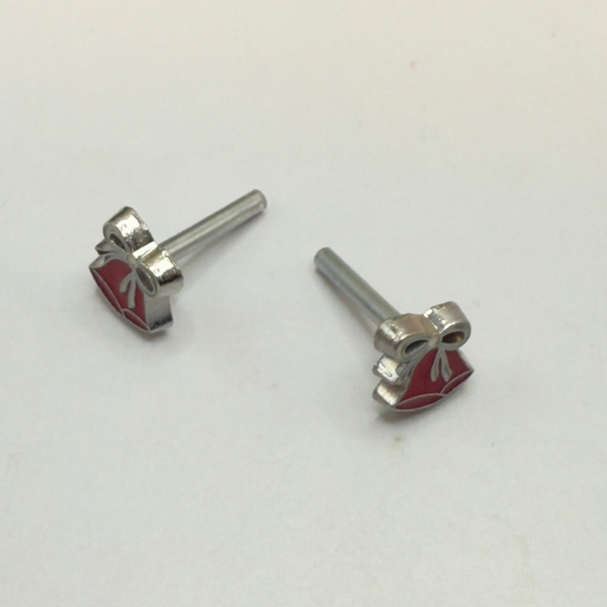 ✨Handmade Post Doll Earrings (Only fit 2mm drilled pierced ears) for 18-Inch Fashion Dolls-  American Girl • Our Generation • Journey Girls • My Life As • Adora • and more! ✨

Burgundy Red Silver Christmas Bell Post Doll Earrings