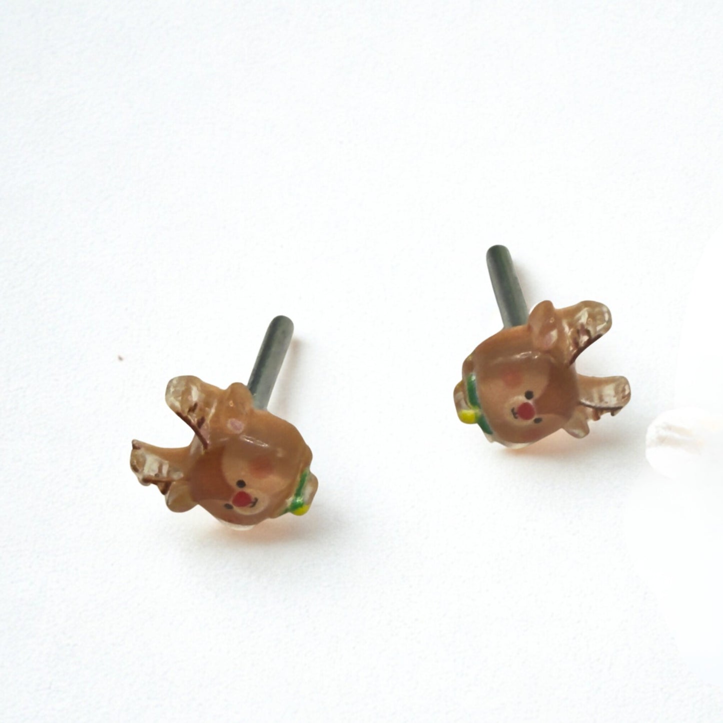 Christmas Reindeer Rudolph Post Doll Earrings • 2mm Post for 18 Inch Fashion Doll