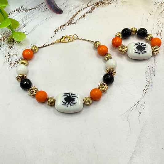 Halloween Spider Necklace and Stretch Bracelet Set | for 18 Inch Fashion Doll