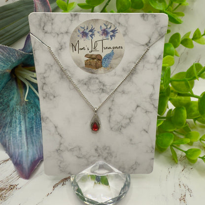 Red Teardrop Rhinestone Pendant Silver Chain Doll Necklace • 18 Inch Fashion Doll Jewelry