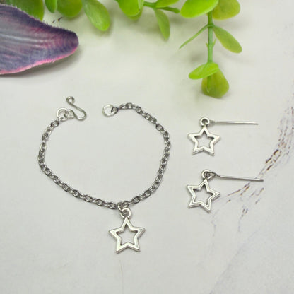 Silver Star Charm Doll Necklace & Earrings Set for 14 Inch Fashion Dolls