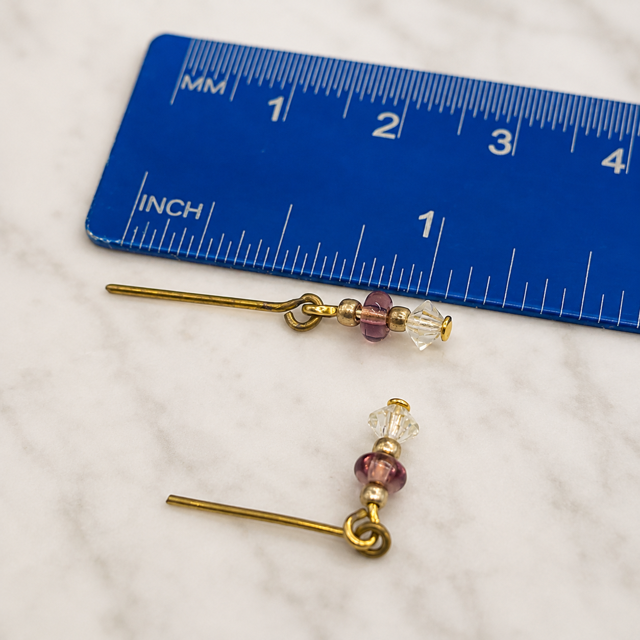 Purple Clear Glass Beaded Dangle Doll Earrings • 16 Inch Fashion Doll Jewelry