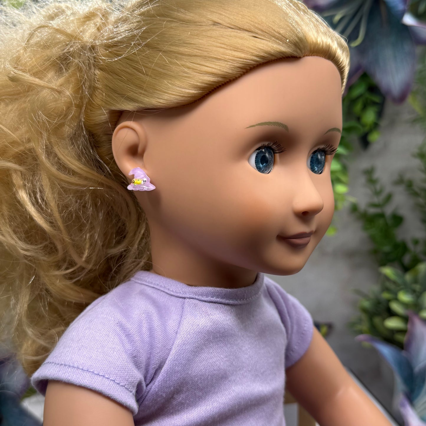 Purple Witch Hat Halloween Post Doll Earrings• 18 Inch Fashion Doll Jewelry